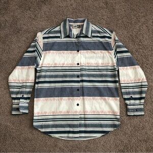 Krazy Kat Multicolored Striped Button Up Shirt Womens M